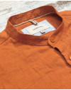 Camicia Gianni Lupo lino collo coreano col. rust