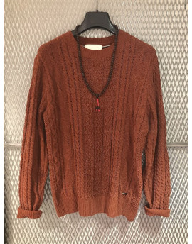 Maglia Gianni Lupo ciniglia trecce col. coccio