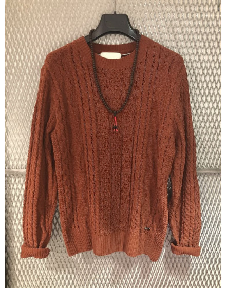 Maglia Gianni Lupo ciniglia trecce col. bianco